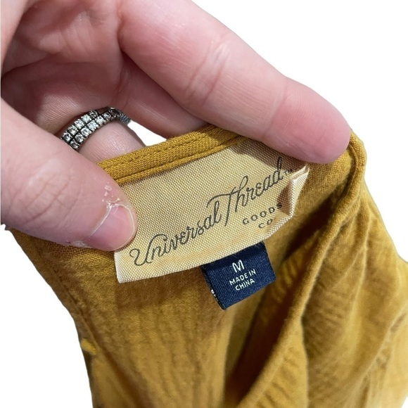 Universal Thread Ombre Gold Pink Peasant Dress Pockets Medium - Picture 2 of 5